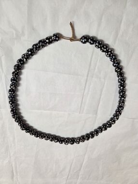 Venetian Skunk Eye Glass Trading Beads Necklace, Black/White/Multi, Antique